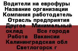 Водители на еврофуры › Название организации ­ Компания-работодатель › Отрасль предприятия ­ Другое › Минимальный оклад ­ 1 - Все города Работа » Вакансии   . Калининградская обл.,Светлогорск г.